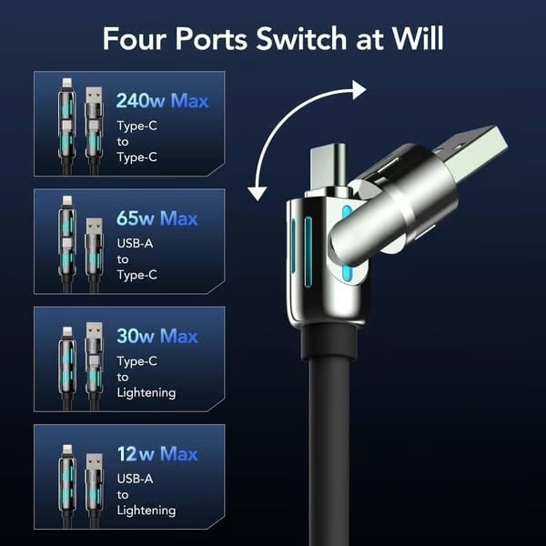 📲4-in-1 USB Charging Cable Fast Charging MAX 240W⚡